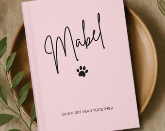 Erinnerungsbuch für das erste Jahr des Hundes, individuelles Haustier-Journal, personalisiertes Welpen-Andenken-Geschenk, Welpe im ersten Jahr, Hundemama-Geschenk, neuer Haustierbesitzer