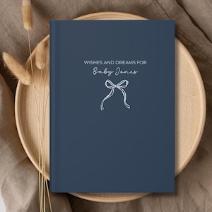 Baby Shower Guestbook Sign, Coquette Bow Personalized  Memory book, Baby Shower Decor, New Mom Gift, Custom Wishes for Baby