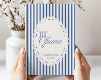 Custom Officiant Book for Wedding, Personalized Striped Notebook Officiant gift