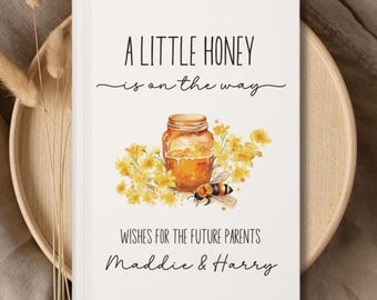 Livre d'or personnalisé Une petite baby shower au miel, livre d'inscription personnalisé, conseils sur le thème des abeilles pour les parents, voeux pour bébé, livre de révélation de genre