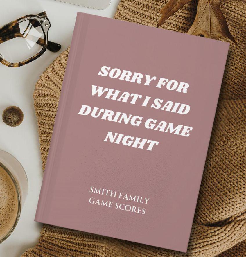 Personalized Funny Game Night Score Book, Game Lover Gift, Custom Score Keeping Record Book for Board Game Lover Hardcover Journal