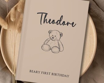 Beary First Birthday Guestbook, You are Beary Loved Themed party Notebook, Custom Welcome, Personalized Memory Book, 1st Birthday