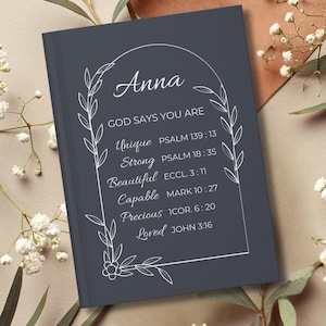 Personalized Prayer Journal for Women, Custom God Says You Are Bible Study Notebook, Christian Gift, gift for grandma