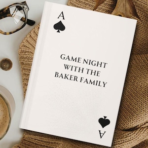 Personalisierte Familien Spiel Nacht Punktebuch, individuelles Geschenk für Spiel-Liebhaber, Punktezahl Notizbuch
