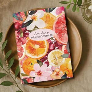 Personalized Prayer Journal For Christian, Gift for Women, Custom Bible Study Notebook, Unique Confirmation Gift, Wildflower Citrus Gift