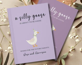 Silly Goose babyshower-gastenboek, aangepast welkomstboek, gepersonaliseerde wensen voor babynotitieboekje, advies voor ouders, geslachtsonthulling