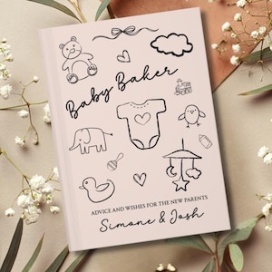 Whimsical Baby Shower Guestbook Sign, Personalized  Memory book, Baby Shower Decor, New Mom Gift, Custom Wishes for Baby, Gender Reveal
