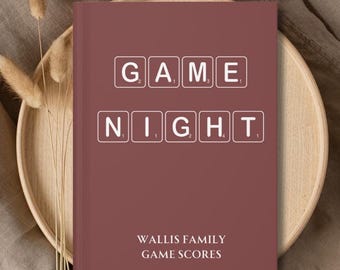 Personalized Family Game Night Score Book, Custom Gift for Game Lover, Score Keeping Record Notebook, Scrabble Tiles housewarming gift