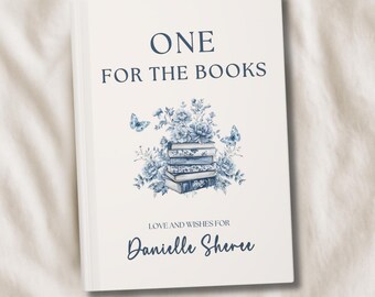 One For the Books First Birthday Guestbook, Blue Toile Chapter One Book Themed Party Notebook, Custom Welcome, Personalized Memory Book
