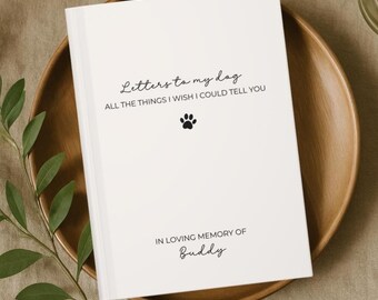 Journal personnalisé Lettres à mon chien, Cadeaux perte de chien, Livre personnalisé cadeau commémoratif chien, Cadeau de sympathie en mémoire d'un chien, Chien céleste