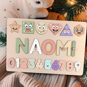 Name Puzzle for baby gift, Wooden Name Puzzle, Busy Board Montessori Toys for Kids,1st Birthday & First birthday gifts, Baby Shower Gift