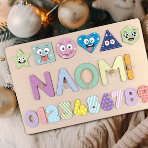 Name Puzzle for Girl, Wooden Busy Board, Montessori Toys Christmas Gifts for Kids,1st Birthday & First birthday gifts, Baby Shower Gift