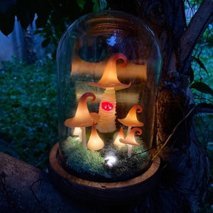 Lâmpada de cogumelo mágico com olho | Luz noturna de cogumelo laranja florestal | Cogumelo em forma de chapéu de bruxa | Luz Cristalina | Presentes artesanais para decoração de cogumelos