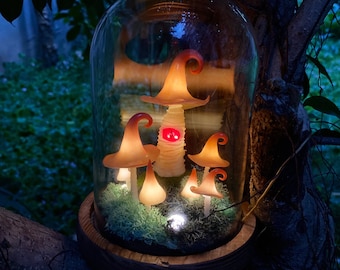 Magic Mushroom Lamp with Eye | Forest Orange Mushroom Night Light | Witch Hat Shape Mushroom | Crystal Light | Handmade Mushroom Decor Gifts