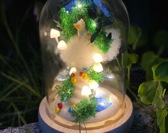 Cat and Mushroom Night Light, Cat Go Stairway to Heaven, Rainbow Bridge, Sympathy Gift, Mushroom Lamp, Personalized Cat Memorial Gift Lamp