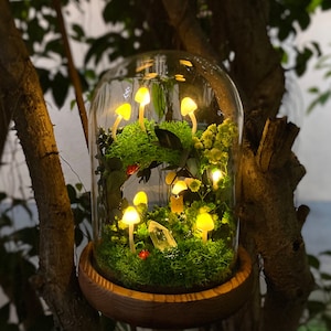 Handmade Mushroom Night Light Cute Mushroom Wreath Lamp Crystal Lights Magic Mushroom Lamp Fairy Lamp Home Decor Birthday Mother&#39;s Day Gifts
