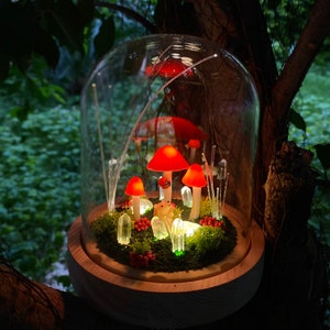 Red Mushroom Night Light, Mushroom Lamp with Cute Hedgehog, Mushroom Crystal Lights, Fiber optic lamp Home Decor Birthday Mother&#39;s Day Gifts