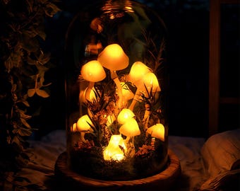 Vitality Yellow Mushroom Lamp, Enchanted Mushroom Night Light, Crystal Lights, Natural Home Decor, Unique Birthday Gifts Housewarming gifts