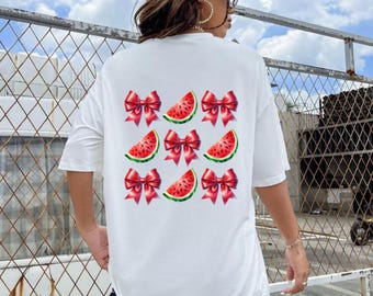 Watermelon Summer Vibes Shirt, Watermelon Coquette Bow Summer, Summer Vibes Shirt,Summer Shirt,Summer Coquette Shirt,Summer Watermelon Shirt