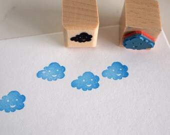 happy cloud - rubberstamp - 20x20mm