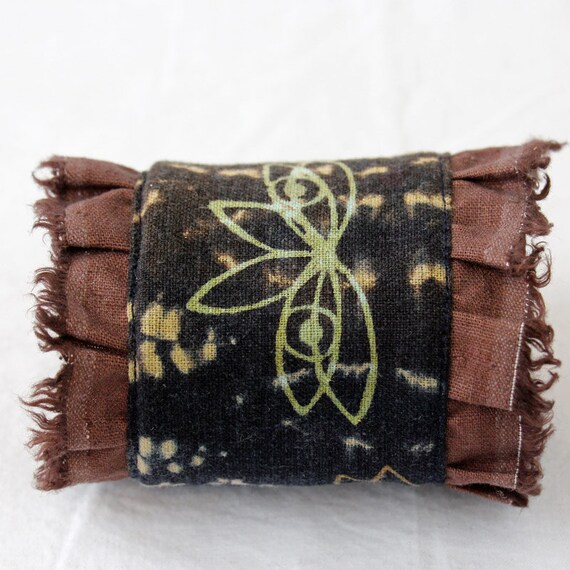 Items similar to Fabric wrist cuff, fiber art cuff, hand dyed cuff