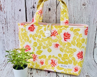 Handmade Rose Cotton Book Tote – Padded Bible Cover