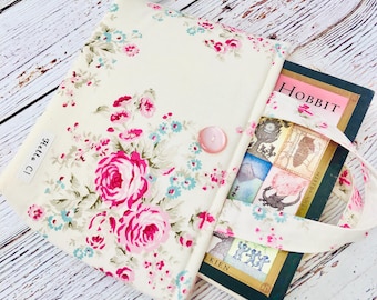 Handmade Padded Book Tote – Dream Roses Cotton, Bible Cover