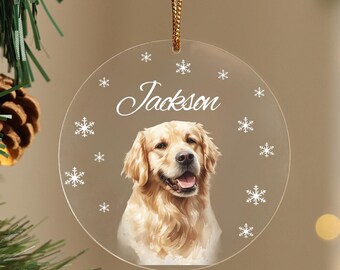 Personalized Dog Chrismtas Glass Ornament,Cat Dog Photo Ornament,Dog Memorial Ornament, Chritmas Decor, Pet Loss Keepsake,Pet Memorial Gift