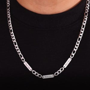 Gepersonaliseerde herennaamketting, waterdichte gepersonaliseerde tekstnaamketting voor mannen, dunne ketting, sieraden voor papa, kindernamen cadeau voor mannen