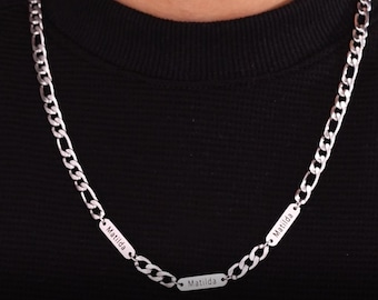 Personalized Men&#39;s Name Necklace,Waterproof Personalized Text Name necklace for men,Thin tag Chain,Jewelry For Daddy,Kid Names Gift For Men
