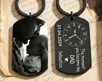 The Moment You Became My Daddy,Personalised Photo Keyring With New Born Baby Photo Gift,Gift for New Daddy Mommy,1st Father's Day Gift