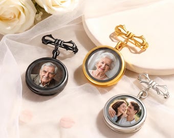 Custom Photo Lapel Pin,Groom Gift,Wedding Lapel Pin,Photo Charm,Lapel Pin with Pictures - Memorial Pin for Groom,Bridal Memory Bouquet Charm