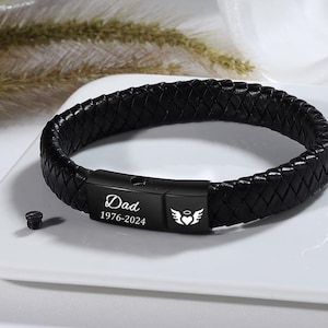 Spersonalizowana pleciona skórzana bransoletka kremacyjna, biżuteria na pamiątkę ludzkich prochów, sierść psa lub kota, biżuteria dla mężczyzn, upominek na pamiątkę