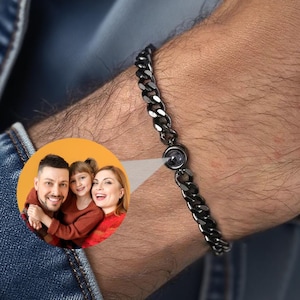 Personalized Photo Projection Bracelet, Photo Picture Inside Bracelet for Men,Memorial Gift, Friendship Gift, Valentine's Day Gifts for Him