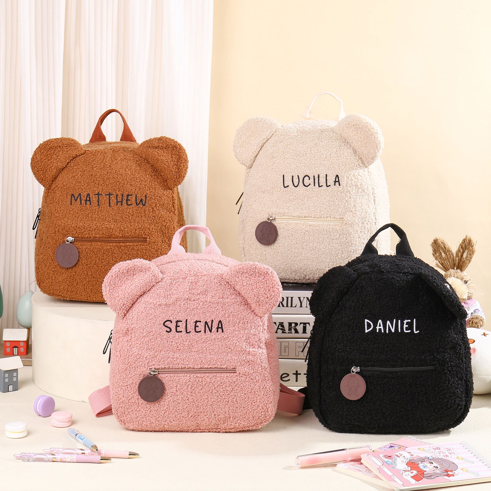 OREZI Personalized Preschool Backpack – Mini Llama Toddler Bag With Chest Strap, 10x4x12 Inches, Water-Resistant