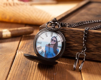 Photo Pocket Watch Gift Memory Photo Watch ,Customizable with Photos and Text,Gift for Wedding Gift ,Charm Pendant Watch For Men,Dad Gift