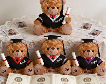 Oso de peluche personalizado para graduación 2026, oso de graduación con nombre, oso de peluche con birrete, regalo para graduado, regalo de graduación universitaria