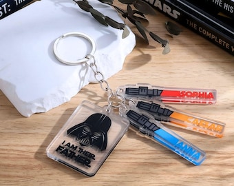 Personalized Name Keychain,I'm Their Father Keyring, Star Wars Keychain for Dad,Name Lightsaber,Star Wars Keychain ,Father's Day Gift