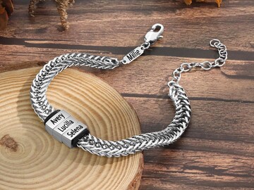 Personalized Men's Braid Leather Bracelet, Custom Kid's Names Bracelet for Dad,Mens Leather Jewelry,Gifts for Husband,Gift for Father,Dad