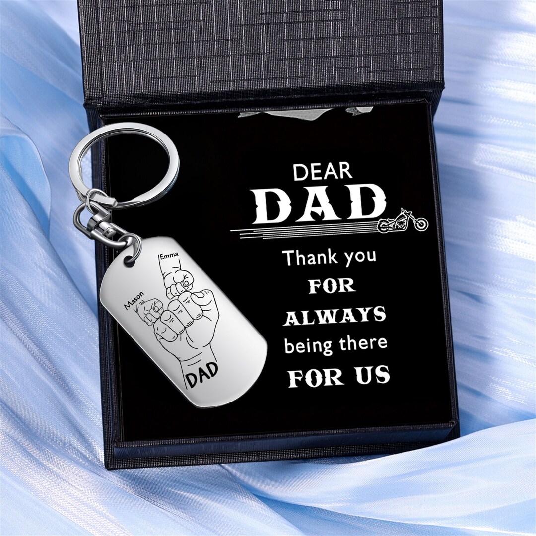 Custom Daddy Keyring, Photo Keychain for Daddy,dad Fists With Kids ...