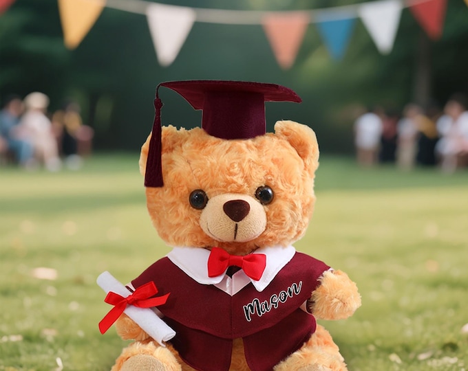 Personalized Graduation Bear 2025, Graduation Bear with Name, Plush Bear with Mortarboard,Gift for Graduate, College Graduation Gift
