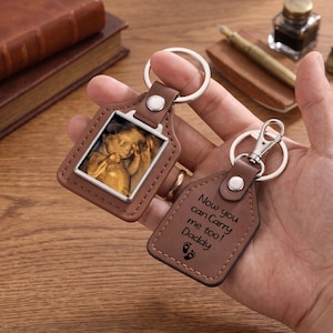 Personalized Baby Ultrasound Leather Keychain,Daddy Carry Me,1st Dad gifts,Sonogram Dad Father's Day Gift from Bump, New Born Keepsake Gift
