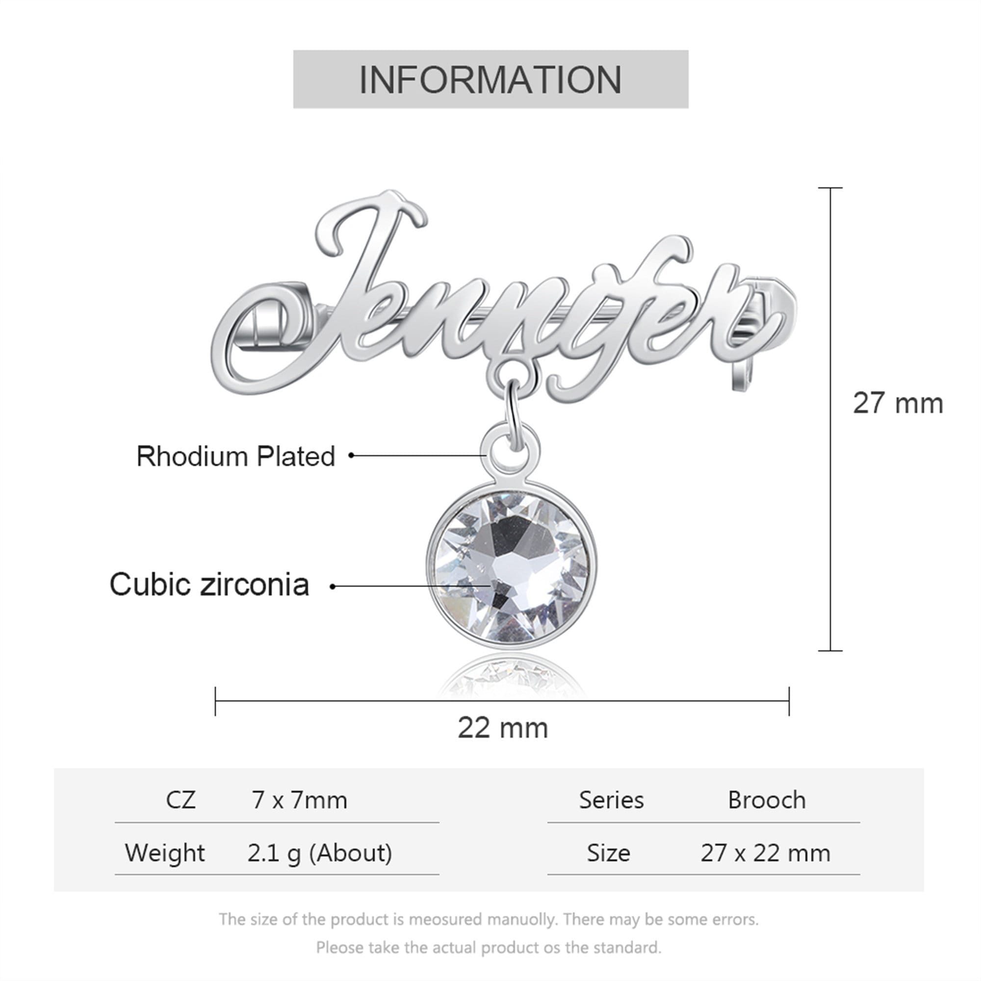 Personalized Name Brooch, Custom Name with Birthstone Pin, Badge to Wear on the Chest,Monogram Dress Brooch,Gift for Mother, Bridesmaid Gift