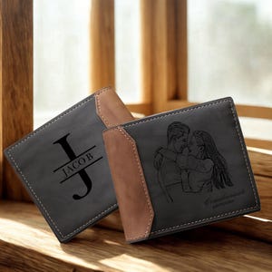 Portefeuille photo personnalisé en cuir pour homme, meilleurs cadeaux pour papa, portefeuille photo avec prénom, cadeau d'anniversaire et de fête des pères, cadeau pour papa