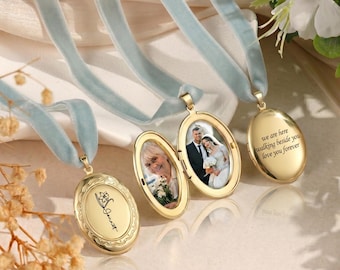 Ciondolo personalizzato con foto del bouquet da sposa, ricordo del matrimonio, ciondolo commemorativo con nastri dorati, ricordo di nozze, regalo per la sposa