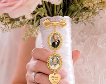 Colgante personalizado para ramo de novia con foto, colgante conmemorativo nupcial personalizado con foto, broches para el novio como recuerdo de un ser querido fallecido, regalo de recuerdo para la novia.