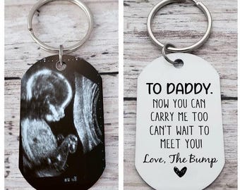 Personalized Ultrasound Keychain,Daddy Carry Me Too Gift, Bump keyring,Dad to be Gift, Sonogram Dad Birthday Gift from Bump, Baby Scan Gift