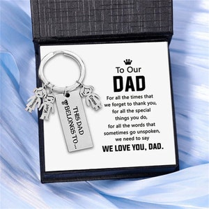 Porte-clés personnalisé pour enfants de 1 à 7 ans - Coffret cadeau à mon père - Porte-clés familial pour papa, Porte-clés papa, Cadeau personnalisé pour la fête des pères