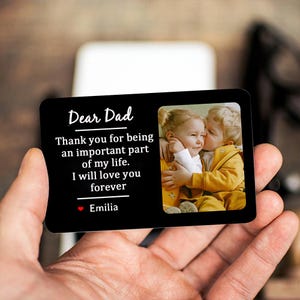 Foto grabada personalizada para billetera - Tarjeta de memoria de billetera de metal - Regalo con foto para papá, recuerdo para papá