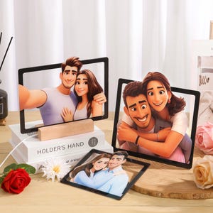 Spersonalizowany prezent dla pary Pixar Portret, Niestandardowe światło nocne z portretem kreskówkowym, Prezent w stylu kreskówkowym, Ramka akrylowa na zdjęcia Pixar, Prezent dla pary